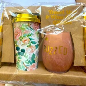 Travel Mug & Wine Glass Gift Set